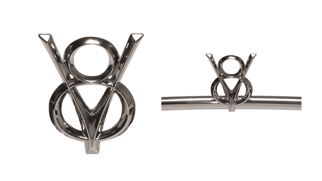 Vintique V8 Headlight Bar Emblem Die Cast